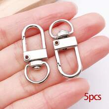 5pcs Round Snap Buckle Round Clip Hook Swivel Clasp Hooks Key Rings Zinc Alloy Round Spring Snap Keychain Rings For Keys, Crafts, Handbags