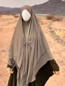 1pc Luxury Double-Layer Madina Front Tie Design Hijab Khimar, Fashion Hijab For Women, Classic & Versatile, Suitable For Daily Use - 彩色 - 查看 9