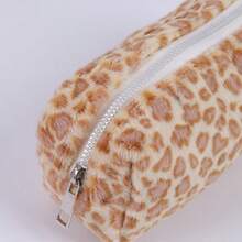 Small Leopard Print Pencil Case, Backpack, Large Capacity Cosmetic Bag, Stationery Pencil Case, Backpack - Plush Leopard Print - View 6