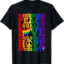 Kindness Peace Equality Love Inclusion Funny BT Suower T-Shirt - 紅色 - 查看 1