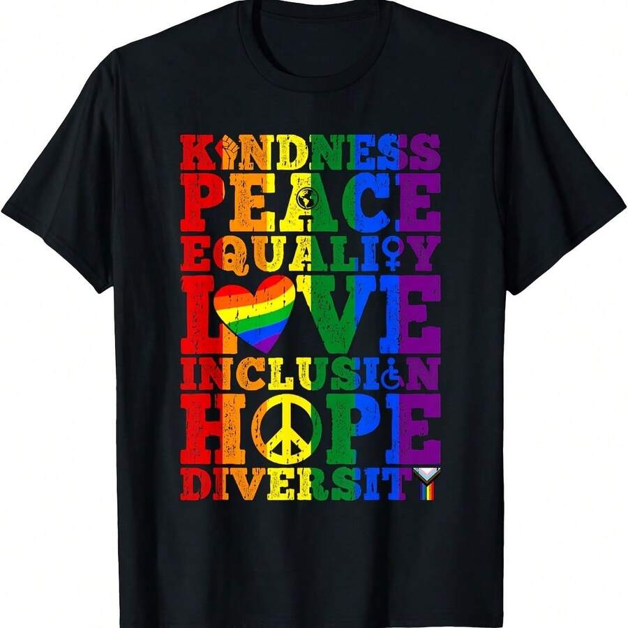 Kindness Peace Equality Love Inclusion Funny BT Suower T-Shirt - 紅色 - 查看 1