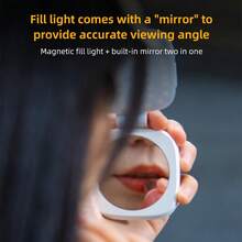 Tangle Free Dual Color Temperature Magnetic Selfie Light For Phone, USB Rechargeable Phone Light With Mirror, Instant Attachment For MagSafe, Phone Accessories For Selfies, Video Conference, Women's Day Gift - White - View 9