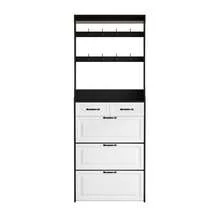 Black Shoe Cabinet With Hanger, 3 Doors, 2 Drawers - White - View 5