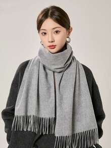 Women's Pashmina Scarf/Shawl/Long Winter Scarf - Cinza claro - 查看 2