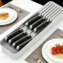 1pc Multifunctional Kitchen Drain Knife Holder Organizer Rack, Plastic Knife Box - Multicolor - View 1