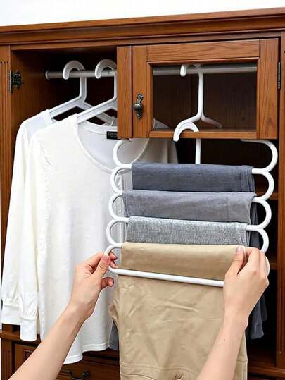 Secadora de ropa de 5 niveles multifuncional en color blanco para pantalones, bufandas, corbatas, medias, toallas. Organizador de armario plegable y compacto que ahorra espacio