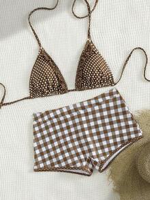 2026 Spring/Summer Women's Polka Dot Print Halter Bikini Set - Retro Sporty Swimwear, Essential For Summer Beach, Urban Beach Decor Style; Charming Sexy Swimwear Set, Perfect For Pool Parties And Luxury Beach Vacations. - Multicolor - View 6