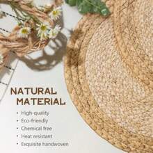 13 In Woven Placemats Plate Chargers Set Of 12 Boho Farmhouse Rustic Round Place Mats For Dining Table Decor Rattan Wicker Table Mats Chargers For Dinner Plates - Màu be tự nhiên Nâu nhạt - Xem 4
