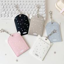 Angel-Themed Multi-Color Card Holder, Featuring Wing & Star Elements, Adorable Star-Shaped ID Badge Holder, Keychain Card Pouch For Students - Multicolor - View 4
