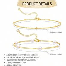 14K Gold Plated Pearl Bracelets Women, Dainty Bracelets Stack  Pearls Beaded Link Chain Charm Bracelets Set Layered Non Tarnish Tiny Cute Jewelry Women - 樣式-1 - 查看 9