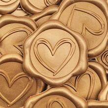 30pcs Brown Heart Shaped Wax Seal Stickers, Self-Adhesive Envelope Sealing Stickers Suitable For Wedding, Party, Birthday, Christmas - Brown - View 3