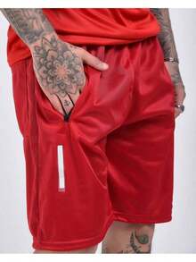 K054 Men's Bermuda Shorts With Reflective Stripe - 紅色 - 查看 2