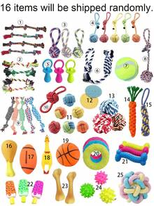 5/7/16/25 Peças Conjunto de Brinquedos para Mastigar de Gato e Cachorro, Corda, Borracha, Brinquedos Interativos de Quebra-cabeça para Filhote, Teddy, Entrega Aleatória - Multicolorido - Visão 10