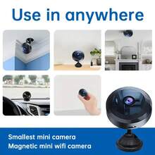 1 pieza Cámara inteligente inalámbrica mini Full HD 1080P, adecuada para conexión WiFi de 2.4G. Se puede ver de forma remota a través de la aplicación móvil, con batería de litio recargable incorporada, dispositivo portátil de monitoreo de doméstica alimentado por USB. Este diseño de cámara inalámbrica moderna equilibra la durabilidad y la facilidad de uso, una opción ideal para el sistema de del hogar. - Negro - Ver 6