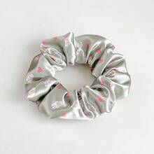Satin Printed Scrunchie Small Heart Ponytail Hair Tie 2026 New Model - Trái tim đỏ thẫm - Xem 7