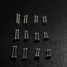 24PCS Labret Jewelry For Women Men 16G 316L Stainless Steel Lip Rings Spike Ball Flat Back Stud Straight Barbell Cartilage Earring Snake Bite Piercing Jewelry Tragus Helix Rook Conch Piercing Hypoallgenic 6mm 8mm 10mm 12mm - 銀色 - 查看 4