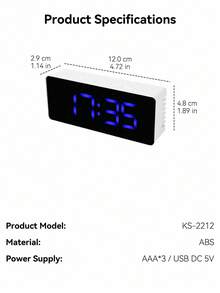 Silent Smart Mirror Alarm Clock With LED Backlit Digital Display, Desk/Bedside Decor, Temperature & Humidity Dual Display, Soft Lighting, Suitable For Office/Study, Applicable To 100 Scenarios, Batteries Not Included - Multicolor - View 10