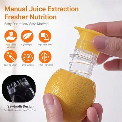 Top Lemon Squeezer With Built-In Filter, Handheld Citrus Press For Juice Extraction, Easy To Clean, Portable Design For Home, Camping, And Cocktails