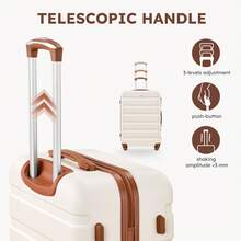 Large Capacity ABS Hardside Luggage Set, 16/20/24/28 Inch Spinner Suitcases + 2 Travel Bags + 1 Cosmetic Case, 7-Piece Set For Holiday Travel, Business Commutes, Valentine's Day Getaways, Spring Travel - 白棕色 - 查看 5