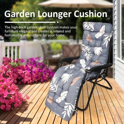 Wangle Sun Lounger Cushion Replacement Garden Sunbed Cushion Cover Large Printed Leaf Rocking Chair Cushion Recliner Relaxer Pad For Holiday Relaxer Patio Garden Outdoor 170 * 53cm,1 PCS
