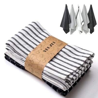 Toallas de Cocina de Algodón Clásicas Ultra Absorbentes Toalla deé Engrosada 48x65cm Paquete de 1/3/4/5 para Secado y Limpieza