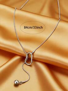Dây chuyền bạc bằng thép không gỉ tối giản dành cho nữ, thích hợp để đeo cùng áo len và váy, có thể điều chỉnh kích thước, trang sức đeo quanh người cho hàng ngày và các bữa tiệc, quà tặng ý nghĩa. - vòng cổ dài - Xem 8