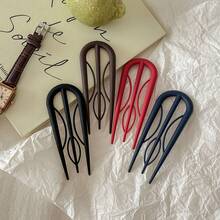 3pcs U-Shaped Vintage Acetate Fiber Hair Clips, Suitable For Fine & Coarse Hair, Gentle Grip, Easy To Create Buns, Chignons And Ponytails. Ideal For Daily Hairstyles, Suitable For Women 14 Years Old And Above. - Multicolor - View 14