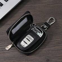 1pc Lychee Texture Zipper Unisex Key Pouch, Minimalist Large Capacity Multi-Function Waist Hanging Lock Bag - Multicolor - View 2