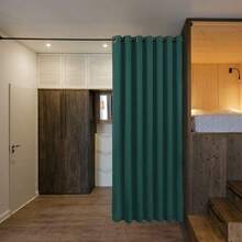 Patio Door Curtain Sound Blocking, Bedroom Privacy Room Divider Curtain Screen Partitions, Thermal Insulated Blackout Closet Sliding Door Curtain (1 Panel, 8.3ft Wide By 7ft Long, Gray) - 獵人綠 - 查看 5