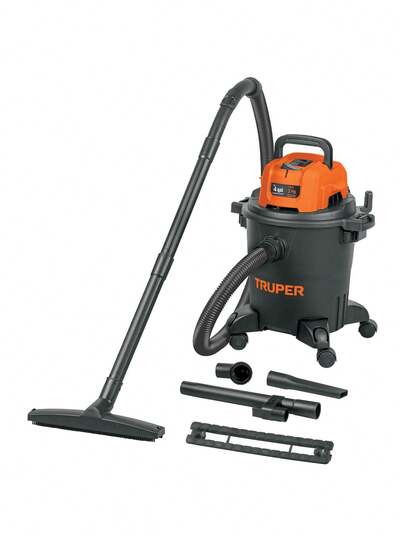 Aspiradora de Sólidos y Líquidos, 4 gal (15L), Plástica, Negra