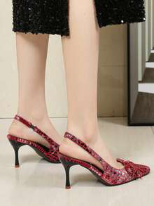 Tacones Mary Jane con punta cuadrada y tachuelas, Versátiles tacones altos negros con tira trasera, Elegantes y sexys tacones de plataforma de charol rojo con cierre deslizante para mujer - Rojo - Ver 11