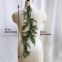 Leaves Vine Lace Applique Green Forest Lace Appliques Lace Motif Trims Embroidery Sewing Patches Projects 1 Mirror Pair, Green - 1 對鏡子 + 綠色 - 查看 6