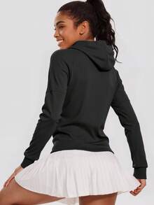 Soyun 女士宽松连帽外套，适合户外活动、旅行、休闲穿着、聚会、办公室、健身房等场合。 - 黑色 - 查看 3