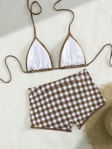 2026 Spring/Summer Women's Polka Dot Print Halter Bikini Set - Retro Sporty Swimwear, Essential For Summer Beach, Urban Beach Decor Style; Charming Sexy Swimwear Set, Perfect For Pool Parties And Luxury Beach Vacations. - Multicolor - View 5