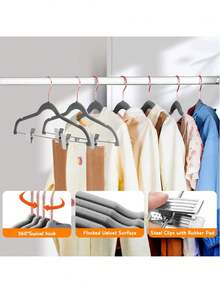 Hangers, 14 Pack Pants Hangers With Clips, Non-Slip Clothes Hangers, Heavy-Duty  Hangers For Shirts, Pants, Skirts, Dresses, Jackets, Coat Gray (Rose Gold Hook),39830293 - 咖啡棕 - 查看 5