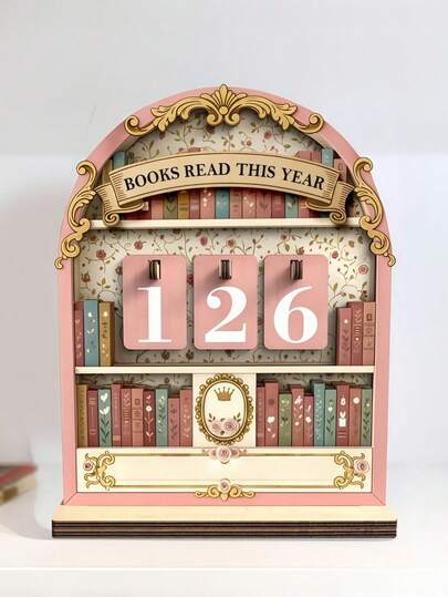 1pc Wooden Reading Counter, Can Be Used As Desktop Decor, Fun Calendar Or Wooden Craft. 1pc Wooden Reading Counter Pendant, Fun Bookshelf Decor, Decorative Gift, Personalized Book Reading Tracker, Annual Reading Volume Counter, Library Decor, Bookshelf Book Tracking Decor, Reader Gift, Bookworm Gift, Book Lover Christmas Gift.