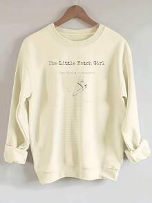 Sweatshirts For Women Plus Size - Andersen's Little Matchstick Man Matchbox| Comfortable And Soft Women's Hoodie, Round Neck, Long Sleeve, Slogan Pattern, Casual Style, Suitable For All Seasons Loose And Comfortable Pullover - trắng - Xem 4