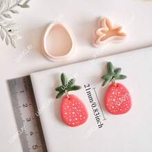 Strawberry Shaped Polymer Clay Earring Cutter, Hollow Strawberry Pattern Clay Cutter, Suitable For DIY Pendant Jewelry Making, Fruit Clay Cutter - Beige - View 10