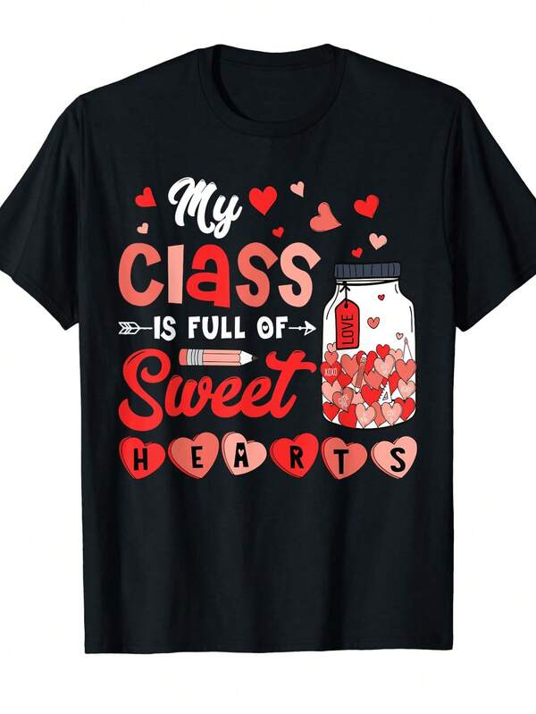My Class Is Full Of Sweetheart Men's Shirts - Christmas Teacher Style, Soft And Breathable Crew Neck, With Elastic Waistband, Suitable For Casual Wear And Outdoor Activities, Classic Casual Shirts, Education-Themed Shirts, Knitted Fabric Shirts