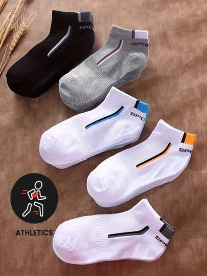 5 Pairs Unisex Comfortable Mid-Calf Socks, Suitable For Sports, Business, Fashion, Casual Wear, Classic European Style, Breathable And Snug Fit