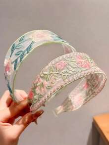 3 piezas Diademas de mujer con adorno de encaje, diseño elegante y versátil, antideslizante, banda para el cabello, aro para el cabello, accesorios para el cabello - Multicolor - Ver 12