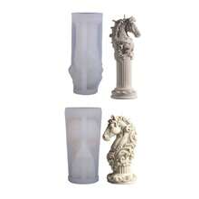 1pc Horse Totem Aroma Candle Silicone Mold, DIY Classical Horse Head Candle Mold, Embossed Roman Column Decor Mold - White - View 4