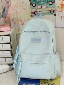 Cute Butterfly Embroidery Backpack, Fashionable Lightweight Backpack For Female Students, Middle School, High School, College, Simple Design, Large Capacity, Nylon Material - Multicolor - View 9