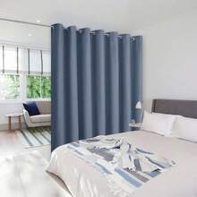 Patio Door Curtain Sound Blocking, Bedroom Privacy Room Divider Curtain Screen Partitions, Thermal Insulated Blackout Closet Sliding Door Curtain (1 Panel, 8.3ft Wide By 7ft Long, Gray) - 石藍 - 查看 11