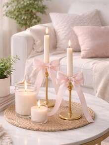 1/4 chiếc nơ ruy băng màu hồng, nơ trang trí lãng mạn cho chân nến, nơ trang trí trung tâm bàn tiệc thanh lịch, trang trí bàn tiệc màu hồng nhạt cổ điển, phù hợp cho trang trí đám cưới, tiệc chiêu đãi, bàn làm việc phòng khách, phòng ngủ, trang trí nến phong cách nhà nông thôn, điểm nhấn nến trang nhã cho bàn ăn, trang trí nơ cho bàn tiệc sự kiện. - Nhiều màu - Xem 10