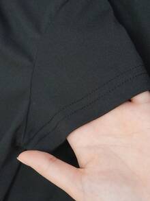 Young Girls Rose Flower Print Short Sleeve T-Shirt, Summer - Black - View 6