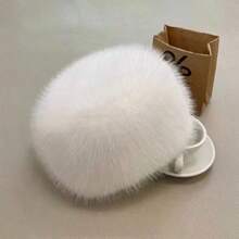 1pc White Fluffy Snowflake Ear Warmer Hat, Suitable For Women In Autumn/Winter - Multicolor - View 2