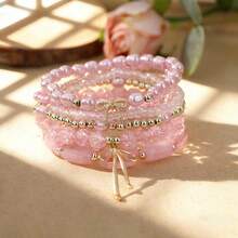 7-Piece Bohemian Vacation-Style Cross Bowknot Crystal Bead Bracelet Set, Suitable For Ladies To Wear During Vacations And Music Festivals - Multicolor 2 - View 17
