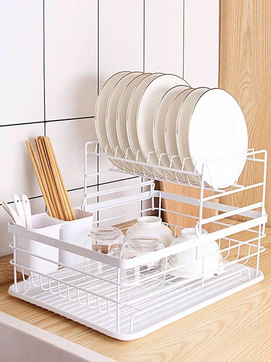 1pc Bowl And Plate Storage Rack With Sink Draining Function, Suitable For Placement On Kitchen Countertops. Its Design Requires No Drilling For Installation And Can Be Used As A Bowl And Plate Storage Rack, Sink Organizer, And Utensil Strainer, Meeting Various Kitchen Storage Needs. - Multicolor - View 1