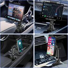 Car Cup Holder Tablet & Phone Mount - ABS Base With 360° Rotation, Adjustable Holder For IPads 4-13" & All Smartphones, Heavy-Duty Design - Black - View 10